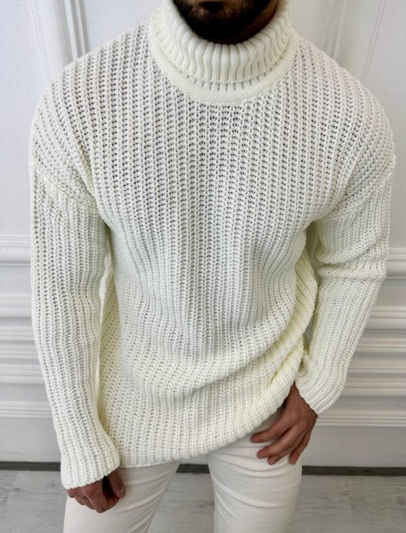 Kazak Tüylenmez Triko Boğazlı Erkek Kazak Balıkçı Yaka Kazak - 7