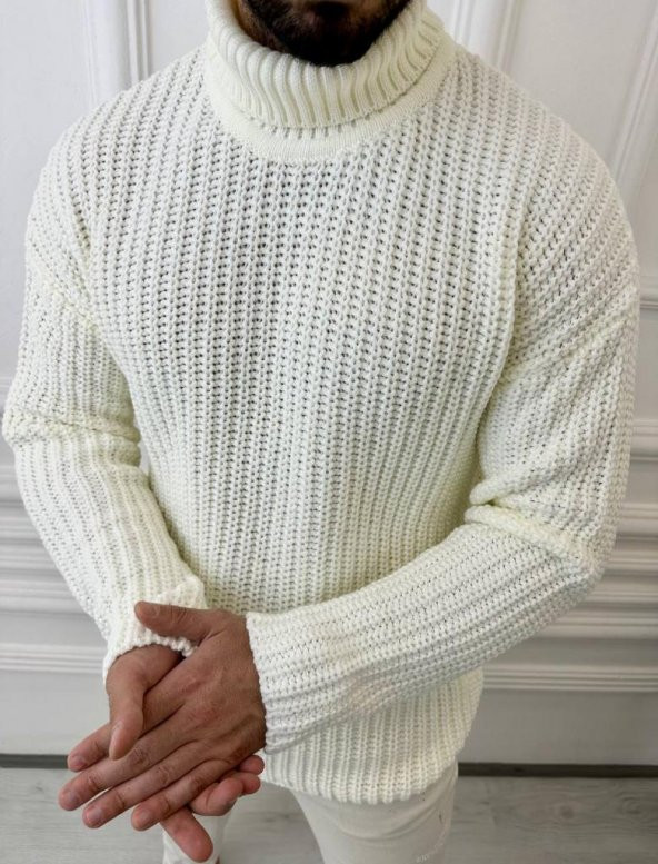 Kazak Tüylenmez Triko Boğazlı Erkek Kazak Balıkçı Yaka Kazak - 9