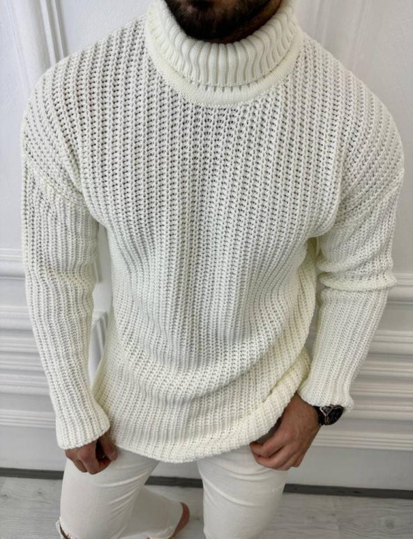 Kazak Tüylenmez Triko Boğazlı Erkek Kazak Balıkçı Yaka Kazak - 10