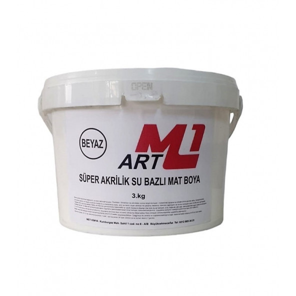 M1 ART Süper Akrilik Su Bazlı Mat Boya 3.kg Ahşap Tuval Seramik Duvar Taş Hobi Dekor