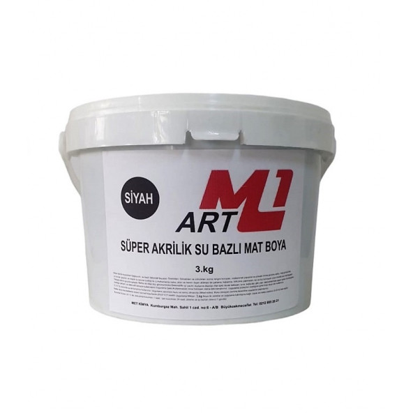 M1 ART Süper Akrilik Su Bazlı Mat Boya 3.kg Ahşap Tuval Seramik Duvar Taş Hobi Dekor - 3
