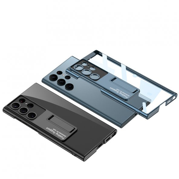 Galaxy S23 Ultra Kılıf Kamera Korumalı Şeffaf Tasarımlı Zore Lego Standlı Kapak - 9