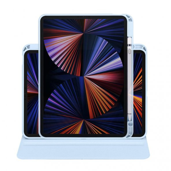 Apple iPad Pro 11 2021 (3.Nesil) Kılıf Zore Termik Kalem Bölmeli Dönebilen Standlı Kılıf - 7