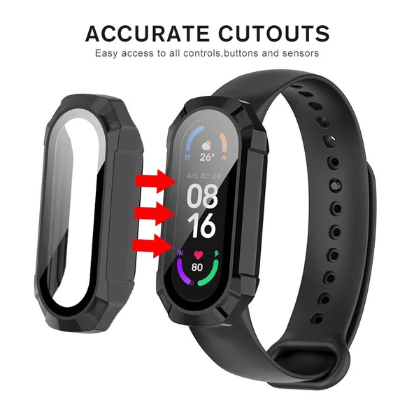 Smcase Xiaomi Mi Band 7 Tam Kapatan Darbe Korumalı Gard Ekran Koruyucu - 3