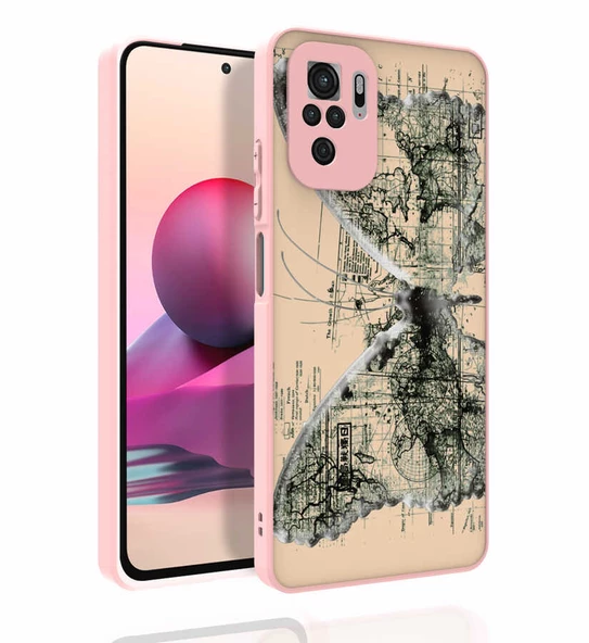 Smcase Xiaomi Redmi Note 10s Kılıf Kamera Korumalı Desenli Nora Silikon