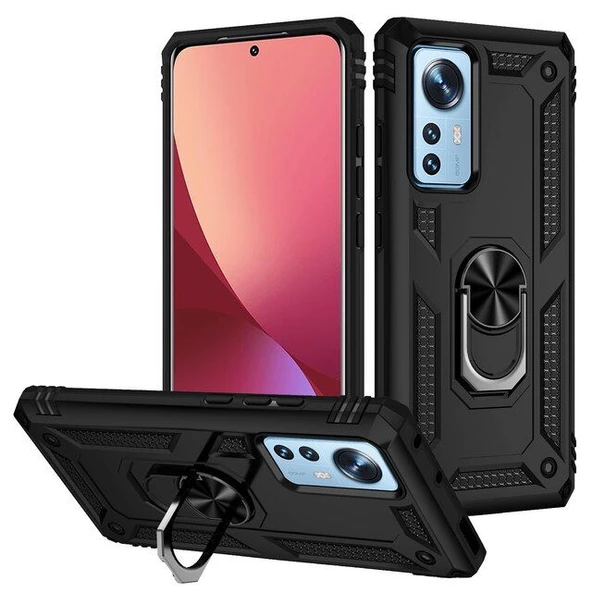 Smcase Xiaomi Mi 12 Lite Kılıf Vega Yüzüklü Tank Silikon