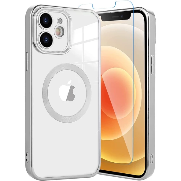 Smcase iPhone 12 Kılıf Kamera Korumalı Omega Lazer Silikon  Nano Ekran Koruyucu - Resim 2