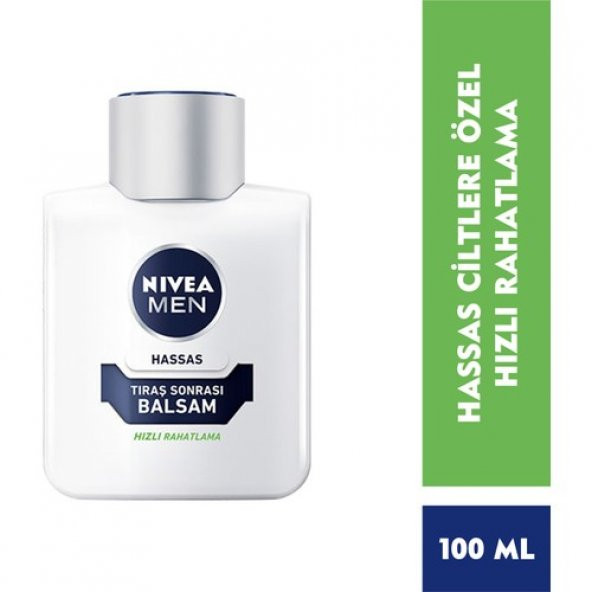 NIVEA Men Hassas Tıraş Sonrası Balsam 100ml, Hassas Ciltler,Alkolsüz Formül, Hızlı Emilir