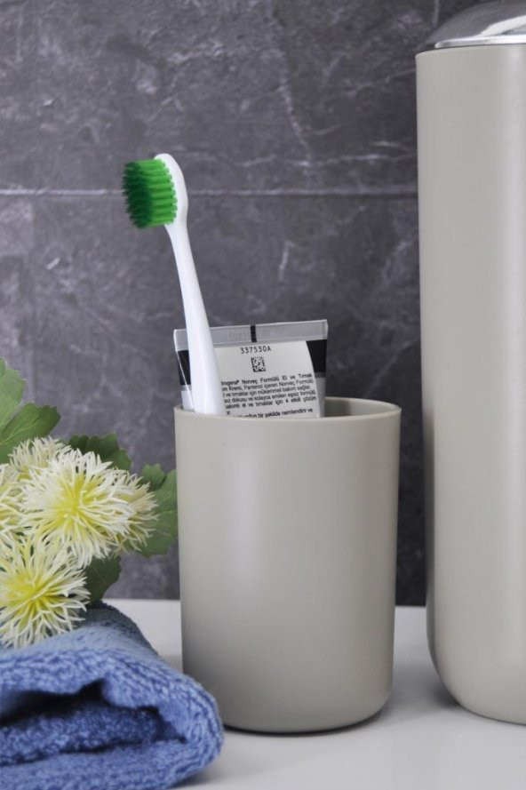 Banyo Aksesuar Seti, Çöp Kovası Seti Bej - 3