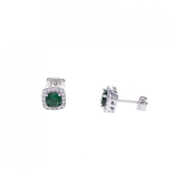 Yeşil Zirkon Taşlı 925 Ayar Gümüş Kadın Üçlü Tektaş Set - 5