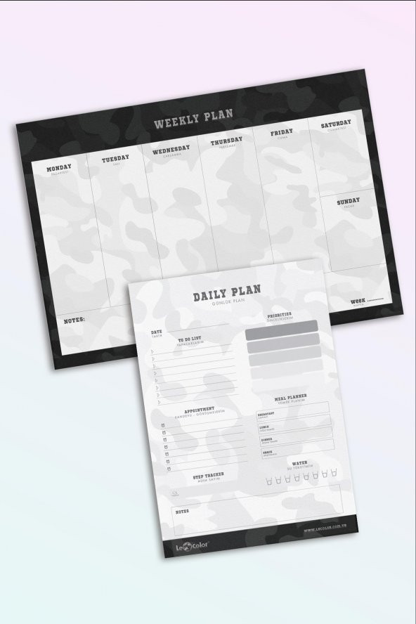 2li Masaüstü Planlayıcı Set Kamuflaj&Siyah
