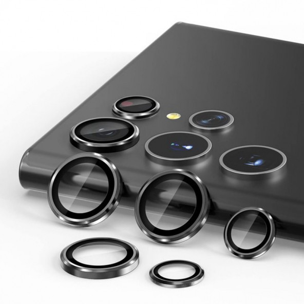 Galaxy S23 Ultra Akıllı Telefon Uyumlu Kamera Lens Koruyucu Cam Siyah