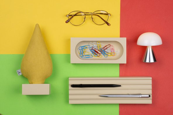 Kayigo Woody Krem Üçlü Ofis  Seti - Sarı Ladin - 5