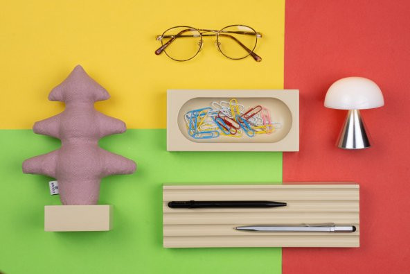 Kayigo Woody Krem Üçlü Ofis  Seti - Pembe Çam - 2