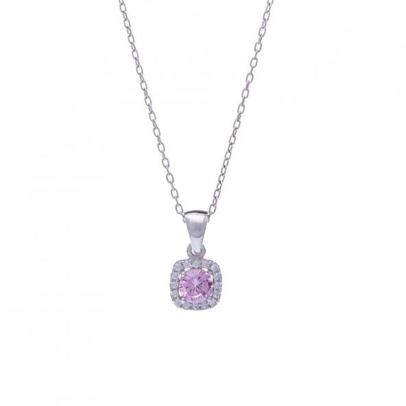 Pembe Zirkon Taşlı 925 Ayar Gümüş Kadın Üçlü Tektaş Set - 3