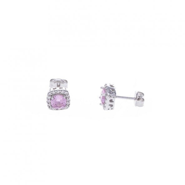 Pembe Zirkon Taşlı 925 Ayar Gümüş Kadın Üçlü Tektaş Set - 5