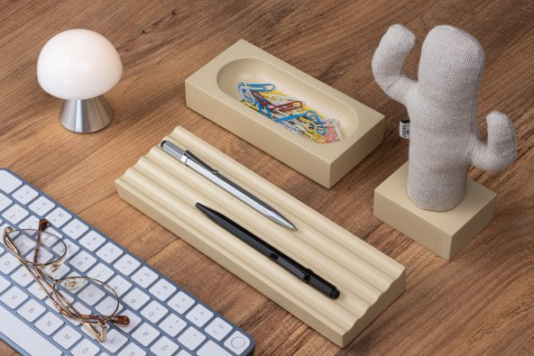 Kayigo  Woody Krem Üçlü Ofis  Seti - Bej Cactus - 3