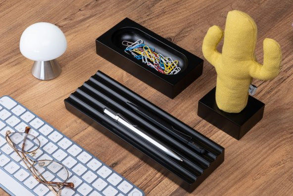 Kayigo Woody Siyah Üçlü Ofis Seti - Sarı Cactus - 3