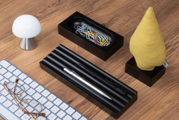 Kayigo Woody Siyah Üçlü Ofis Seti - Sarı Ladin - 3