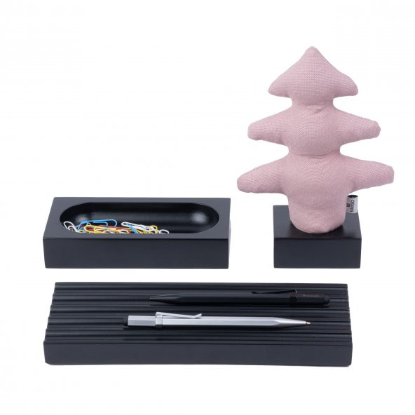 Kayigo Woody Siyah Üçlü Ofis Seti - Pembe Çam - 1