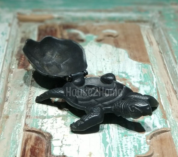 House2home El Yapımı Pirinç Dekoratif Kaplumbağa Tabak, Küllük - 2