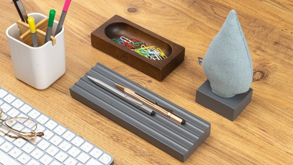 Kayigo  Woody  Gri Üçlü Ofis  Seti - Mavi Ladin - 3