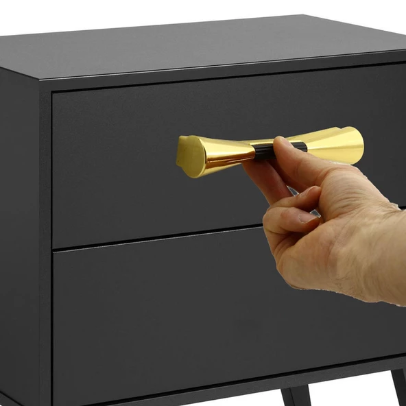 Malta Mobilya Mutfak Dolap Dolabı Çekmece Kulpu Kulbu Siyah Gold Plastik Kulpları (128 MM-12.8 CM) - 2