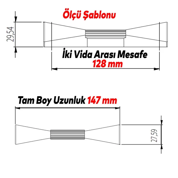 Malta Mobilya Mutfak Dolap Dolabı Çekmece Kulpu Kulbu Siyah Gold Plastik Kulpları (128 MM-12.8 CM) - 5