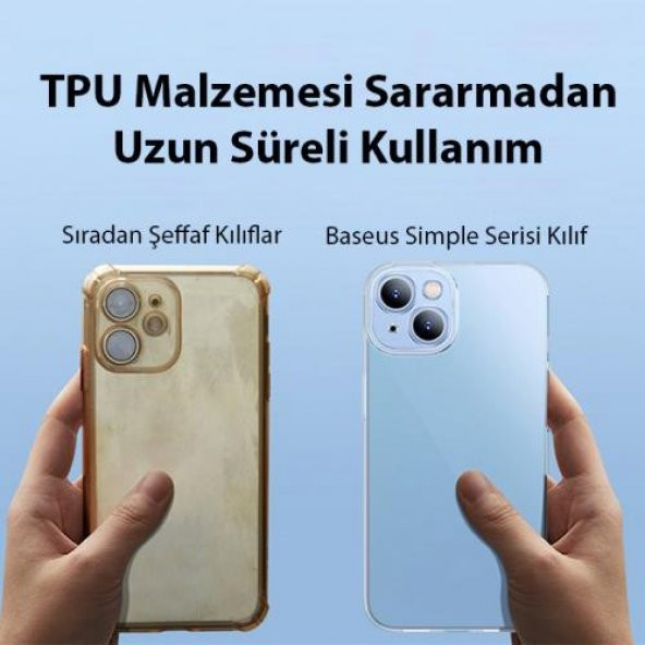 Baseus 03.MM İphone 14 6.1 Koruyucu Şeffaf Silikon Kılıf, Sararmaz Darbe Emici, Kamera Koruyucu - 3