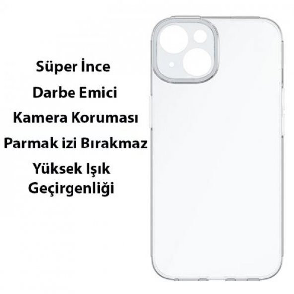 Baseus 03.MM İphone 14 6.1 Koruyucu Şeffaf Silikon Kılıf, Sararmaz Darbe Emici, Kamera Koruyucu - 5