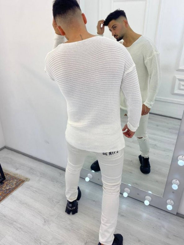 Kazak Yarı Oversize Triko Kazak Bol Kesim Salaş - 10