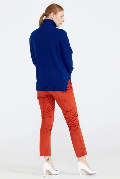 Tam Balıkçı Kadın Triko Kazak - Saks - 3