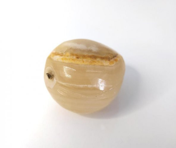 Biblo Doğal Onix Taş Erik Meyve Ev Dekorasyon Masa Süsü Obje - 3