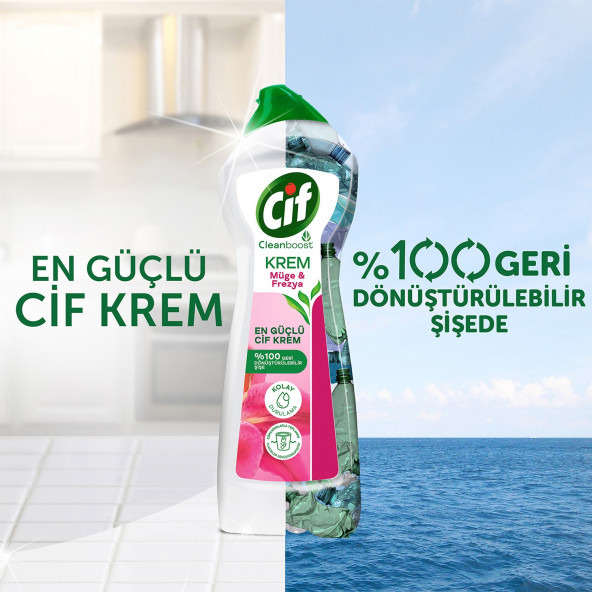 Cif Krem Yüzey Temizleyici Müge ve Frezya Yağ ve Kireç Sökücü Leke Çıkarıcı 500 ML - 7