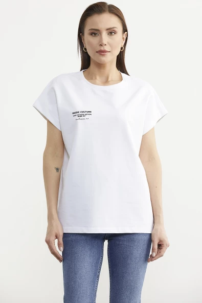 Oversize Kısa Kollu Tshirt - Beyaz