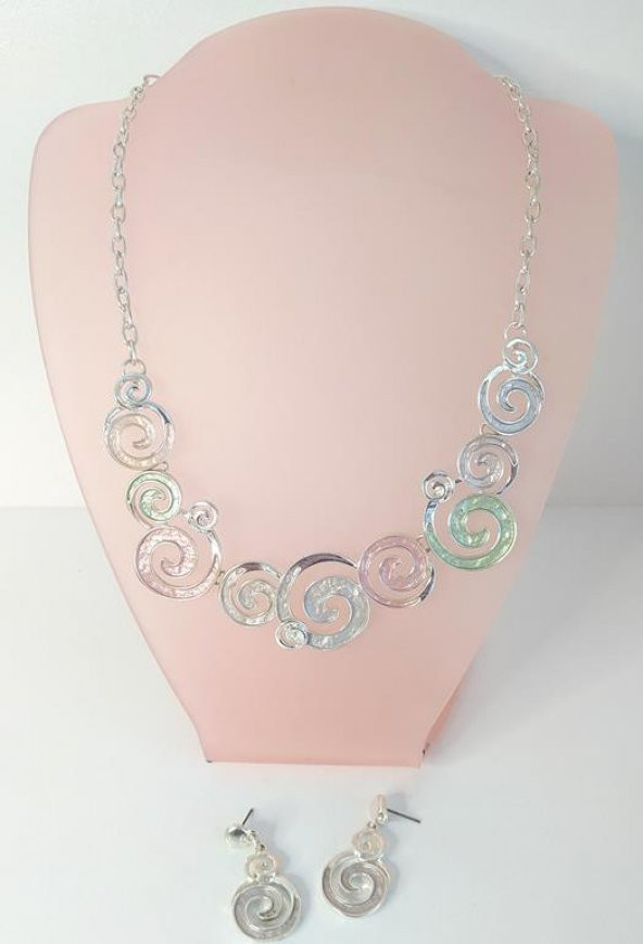 Kolye Küpe Seti Renkli Rodyum Kaplama Antialerjik Kararmaz Kolye Takı Aksesuar 14201