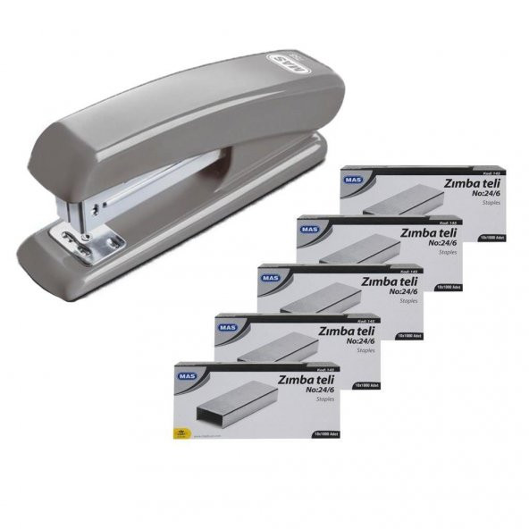 Mas 758 Zımba Makinesi 24/6 Gri + 5 Adet Zımba Teli ürün görseli 1