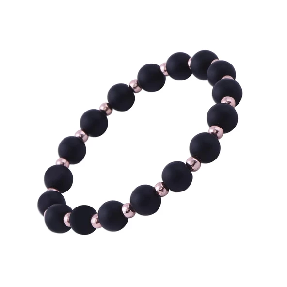 Doğal Oniks Taşlı ve Bronz Bileklik