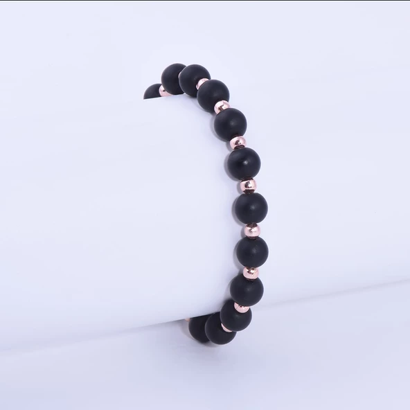 Doğal Oniks Taşlı ve Bronz Bileklik - 2