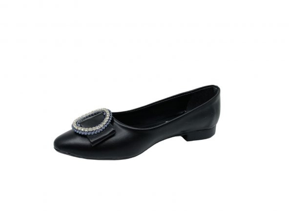 Zerhan 118 Kadın Siyah Tokalı Babet Ayakkabı - Resim 3