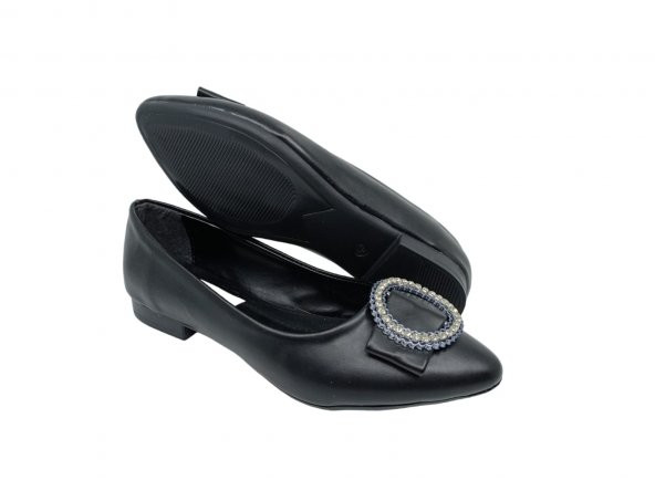 Zerhan 118 Kadın Siyah Tokalı Babet Ayakkabı - Resim 4