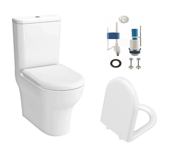 VitrA Zentrum Duvara Sıfır Klozet, Rezervuar, İç Takım ve Yavaş Kapanan Kapak 5780L003-0092