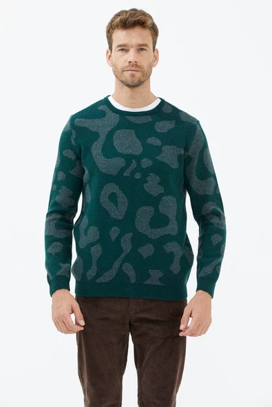 Sıfır Yaka Triko Kazak - Yeşil - Resim 2