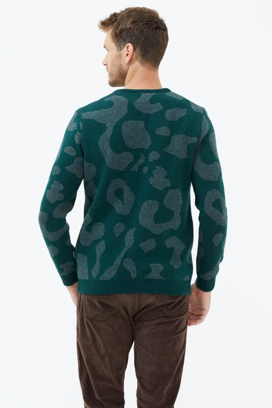 Sıfır Yaka Triko Kazak - Yeşil - Resim 4