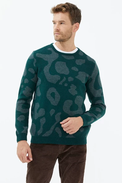 Sıfır Yaka Triko Kazak - Yeşil - Resim 3