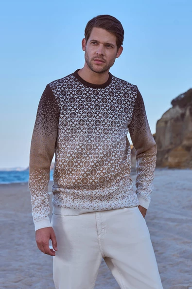 Sıfır Yaka Triko Kazak - Kemik - 2