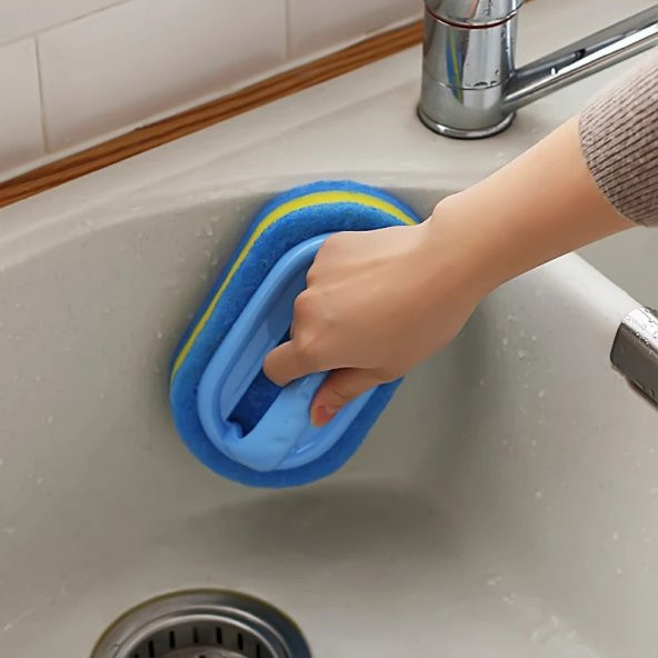 1 adet  Dayanıklı Scotch sünger fırça 3 katlı lavabo mutfak banyo bulaşık yıkama fırçası - 3
