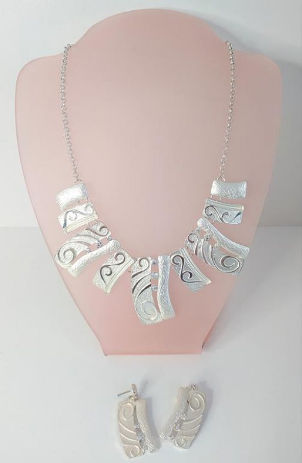 Kolye Küpe Seti Rodyum Kaplama Antialerjik Kararmaz Kolye Takı Aksesuar 14203