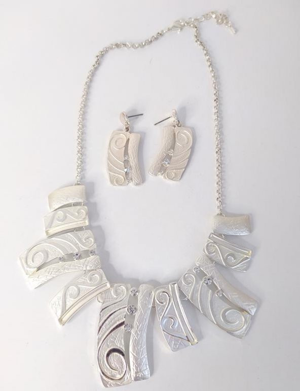 Kolye Küpe Seti Rodyum Kaplama Antialerjik Kararmaz Kolye Takı Aksesuar 14203 - 3