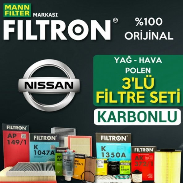 Nissan Qashqai 1.6 DCI Filtron KARBONLU Filtre Bakım Seti 2014-20 - 1